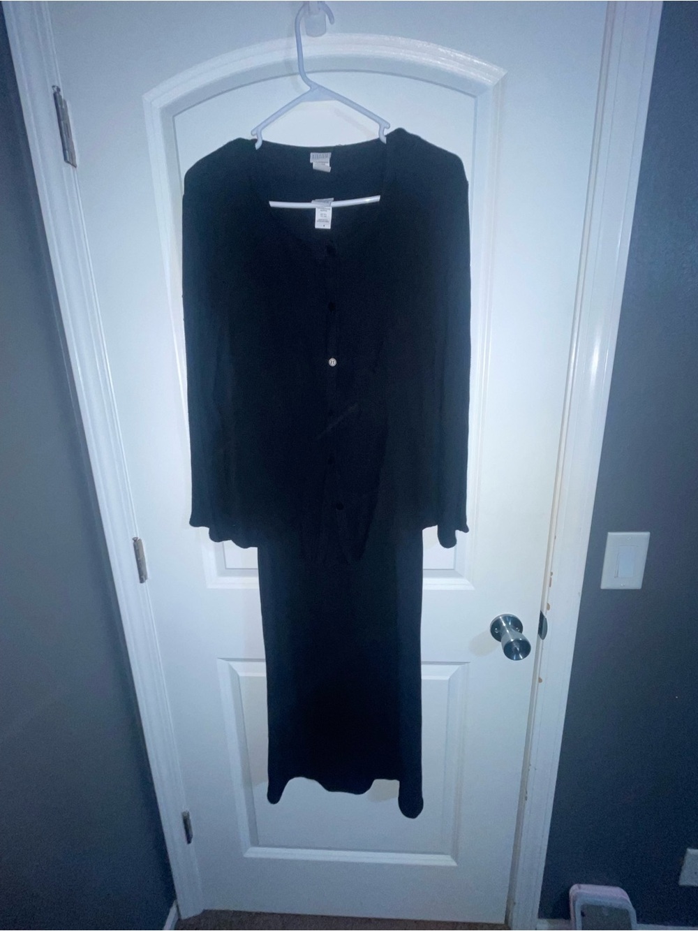 Eileen Fisher Black Long-Sleeve Button Dress